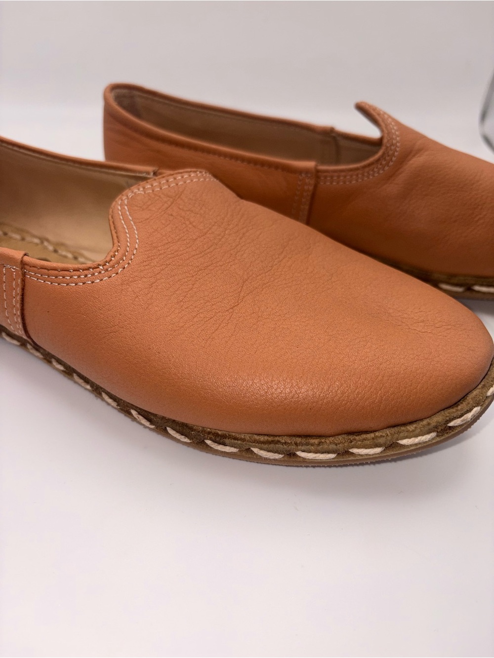 Sabah Shoes Camel Leather Slip On Loafer Turkish Handmade M&W 41 Men 8 Women 9.5
